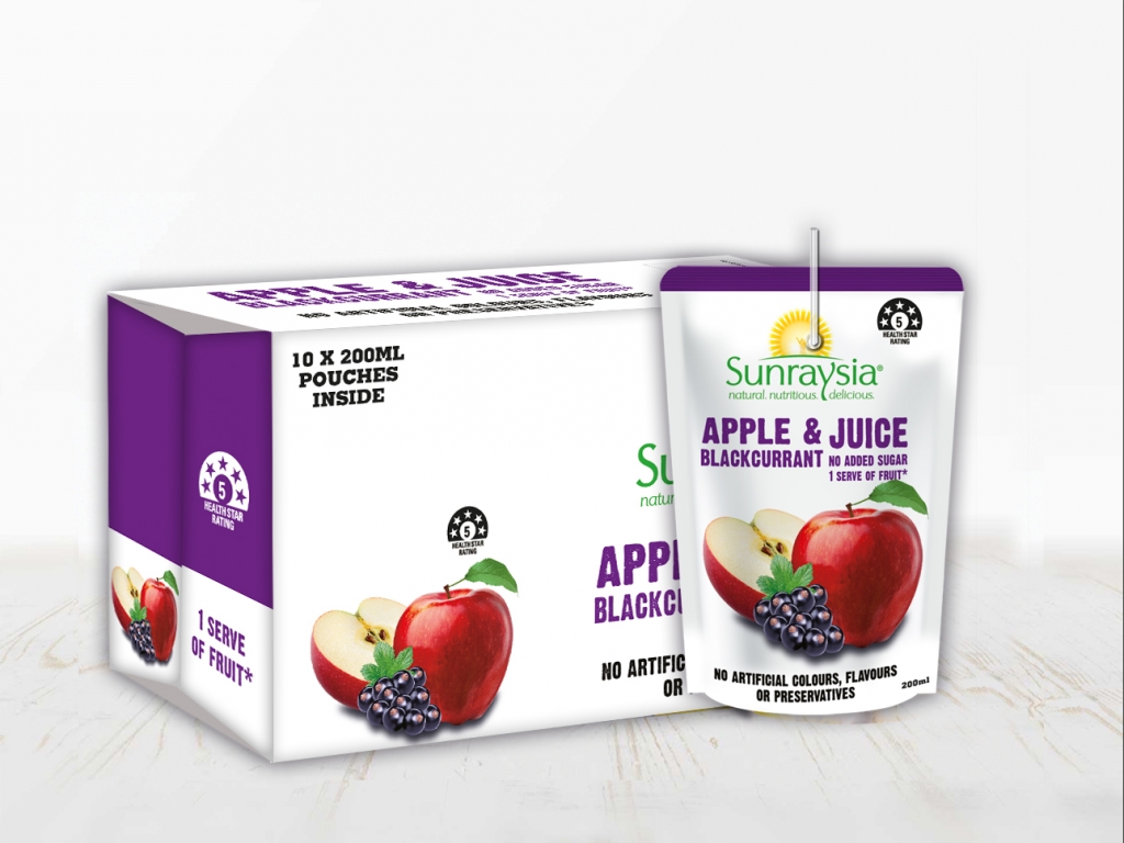 Tropical Juice 100% / Apple Juice 100% / Apple & Orange Juice 100% / Apple & Blackcurrant Juice 100% / Apple & Mango Juice 100% / Apple & Strawberry Juice 100%. Available in 10 pack